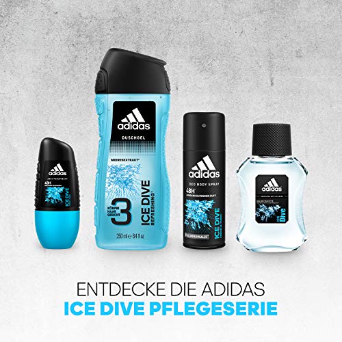 Desodorante Adidas Ice Dive Body Spray – Desodorante en spray revitalizante con 48 horas de protección contra el olor al sudor y con aroma refrescante, paquete de 1 unidad (1 x 96 g)