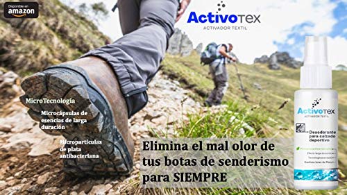 Desodorante calzado deportivo, zapatos, zapatillas, botas | Spray eliminador de olores para ropa y tejido | ACTIVOTEX (185 ml)