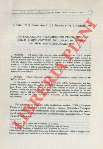 Determinazione dell'ambiente fisico-chimico delle acque costiere del Golfo di Genova nei mesi estivi-autunnali 1975.