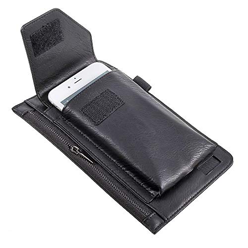 DFV mobile - Cover Vertical Belt Case with Phone Holder Pouch & Inner Pocket with Zipper for HTC 10 M10H / One M10 (HTC Perfume) - Black