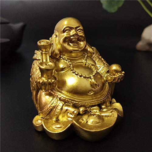 DIAOSUJIA Laughing Buddha Estatua De Oro Chino Feng Shui Dinero El Buda Maitreya Escultura Figuras Decorativas para El Hogar Decoración De Jardines Estatuas