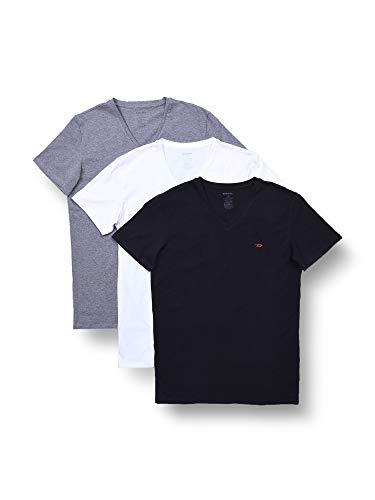 Diesel UMTEE-MICHAEL3PACK, Camiseta para Hombre, Multicolor (Dark Grey Mélange/Black/Bright White E3843/0wavc), L, Pack de 3