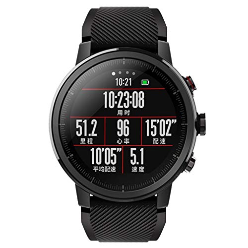 DIPOLA Correa de Correa de Reloj Deportivo Suave de Silicagel para Reloj Inteligente Amazfit Stratos 2S—Negro