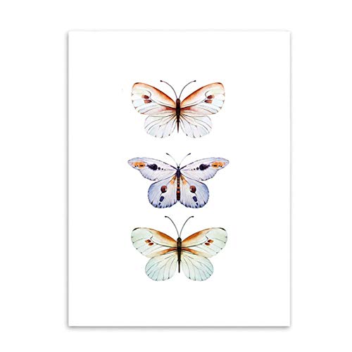 DLFALG Mariposa y nieve art deco poster pintura de la naturaleza decoración de la imagen de la pared Nursery Kids Room paisaje decoración del hogar pintura de la lona 30x42cmx3 sin marco