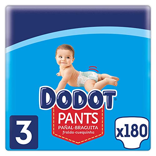 Dodot Pants Pañal - Braguita Talla 3, 180 Pañales, 6-11 kg, Pañal-Braguita con Ajuste 360° Anti-fugas