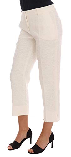 Dolce & Gabbana - Pantalones Capri con Brocado, diseño Floral, Color Blanco - Blanco - 36|Small