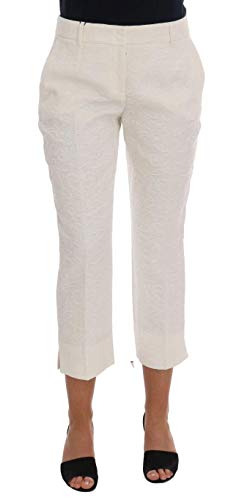 Dolce & Gabbana - Pantalones Capri con Brocado, diseño Floral, Color Blanco - Blanco - 36|Small