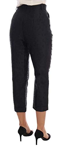 Dolce & Gabbana Pantalones Capri con Brocado, diseño Floral, Color Negro - Negro - 38|Medium