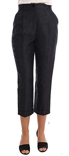 Dolce & Gabbana Pantalones Capri con Brocado, diseño Floral, Color Negro - Negro - 38|Medium