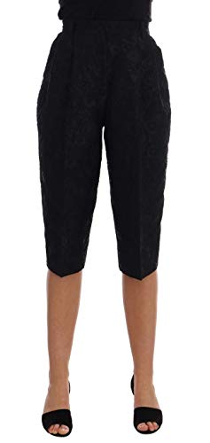 Dolce & Gabbana - Pantalones Cortos Capri de Cintura Alta, Color Negro - Negro - 34 ES (XXS)