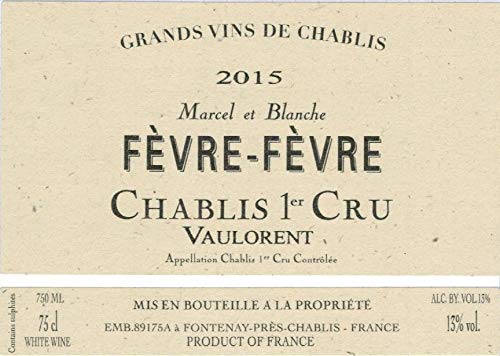 Domaine Nathalie & Gilles Fèvre Chablis Premier Cru Vaulorent, Vino Blanco, 75 cl - 750 ml