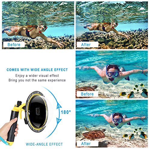 Dome Port Boîtier étanche pour GoPro Hero 7 6 5 2018, Boîtier étanche pour GoPro Accessoire Avec Pistolet à gâchette et Flottant Grip Photographie Sous-Marine. (For GoPro Hero 5 6 7 2018)