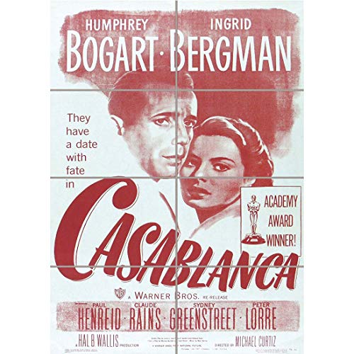 Doppelganger33 LTD Theatre Movie Film Casablanca Bogart Bergman Classic Cult Arte de la Pared Multi Panel de Carteles 33x47 Pulgadas