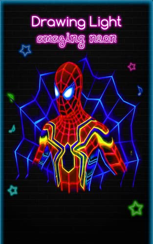 Draw Neon Glow Super Hero Coloring Book