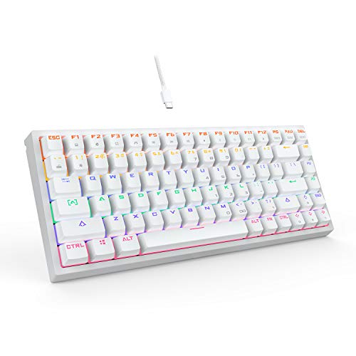 DREVO Gramr Teclado Mecánico Gaming Retroiluminación LED Rainbow, Tamaño 75% Tipo TKL con 84 Teclas QWERTY Keyboard Interruptor Rojo,Blanco