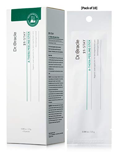 DR.ORACLE A-Thera Peeling Stick Face Peels para pieles sensibles - Exfoliante para puntos negros, poros dilatados, arrugas, líneas finas (paquete de 10/0.088 oz) Dermatólogo probado 21 STAY,