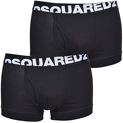 DSQUARED2 2-Pack ángulo Logotipo De Baja Altura Bó Boxeador para Hombres, Negro XX-Grande