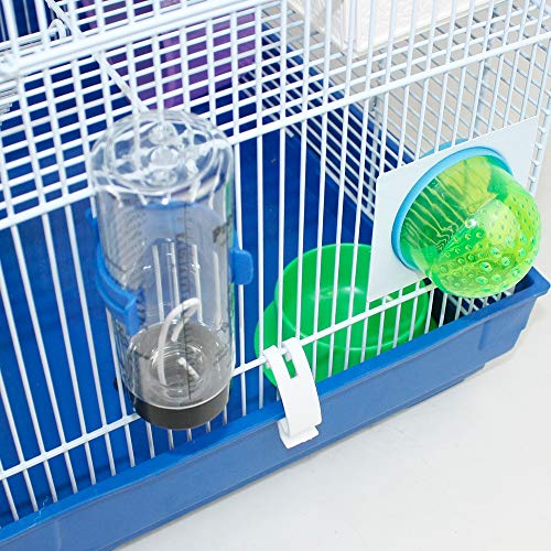 DZL® Jaula para Hamster(39.5X29.5X38CM) Color Azul/Purpura/Rojo se Entrega al Azar,Aviso Importante: el metacrilato Lleva un Protector de Papel Que se Quita!