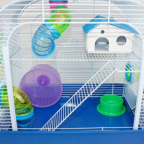 DZL® Jaula para Hamster(39.5X29.5X38CM) Color Azul/Purpura/Rojo se Entrega al Azar,Aviso Importante: el metacrilato Lleva un Protector de Papel Que se Quita!