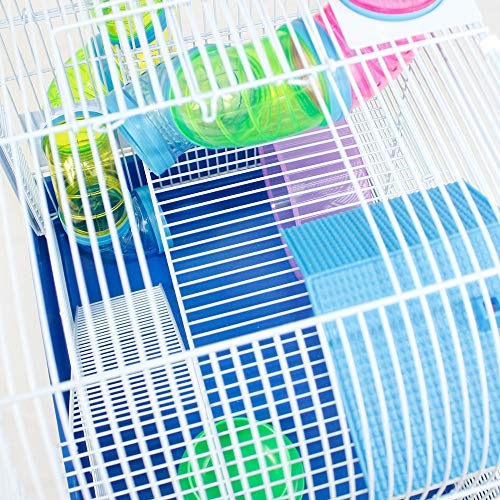 DZL® Jaula para Hamster(39.5X29.5X38CM) Color Azul/Purpura/Rojo se Entrega al Azar,Aviso Importante: el metacrilato Lleva un Protector de Papel Que se Quita!