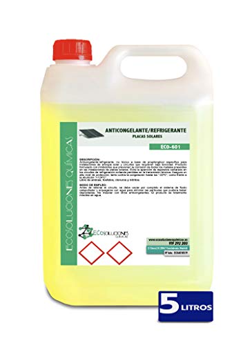 Ecosoluciones Químicas ECO-601 | 5 litros | Liquido Caloportador con base de Propilenglicol | Refrigerante-Anticongelante Placa Solar