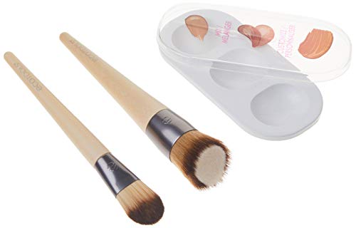 EcoTools® - Juego con 2 brochas de maquillaje y paleta de mezclado con tapa