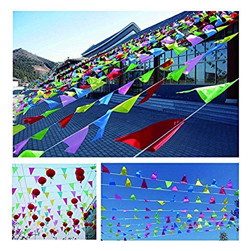 EDATOFLY 240M Multicolor Bandera banderín 450 Banderas banderines de Nailon Guirnalda de triángulo Decoraciones Banderas para Boda Decoracion cumpleaños Fiesta al Aire Libre jardín