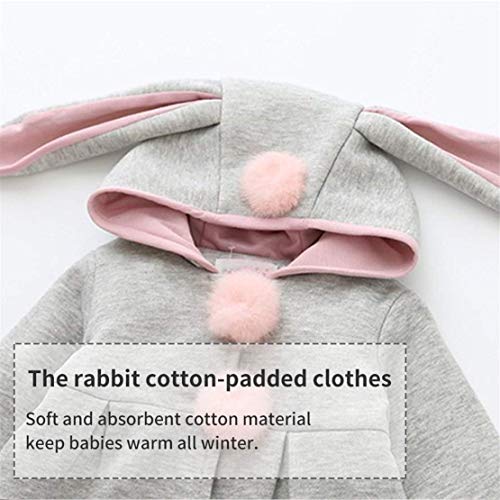 EDOTON Abrigos Niña Pequeño Ropa Otoño Invierno Chaqueta con Bola de Pelo Encantador Oreja Capucha Grueso Capa para Bebés Niña (9-12 Meses, Gris)