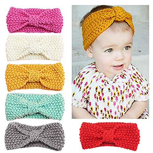 El Bebé de las Vendas del Lana Tejidos de Punto de Turbante Hairbands para los Cabritos/Chilren/Bebé (6 Pack)