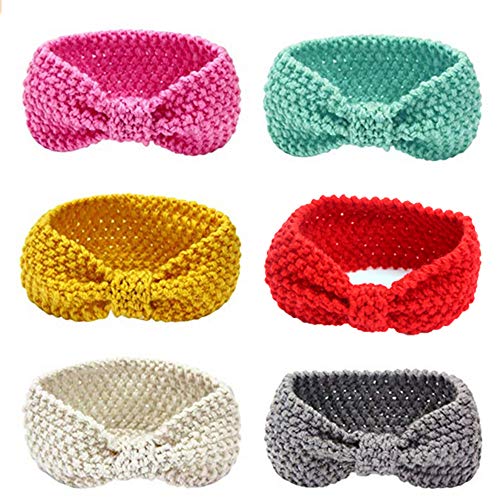 El Bebé de las Vendas del Lana Tejidos de Punto de Turbante Hairbands para los Cabritos/Chilren/Bebé (6 Pack)