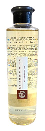 Eliana Home Liquido para difusor de 250 ml Cotton, Aceites Esenciales aromatizados, Gris, 4.50x4.50x18.70 cm