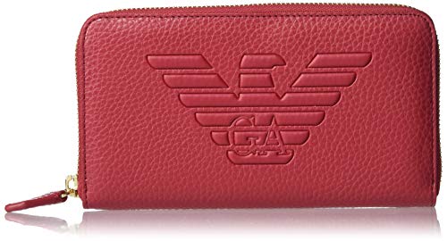 Emporio Armani - Cartera con Cremallera y Logotipo de águila para Mujer, Rojo (Ruby Red) (Rojo) - Y3H181YGF8B80133