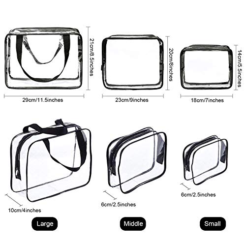 Eono by Amazon - Bolsas de Aseo Transparente Neceseres de Viaje Unisexo Bolsa de Cosmético Neceser PVC Impermeable Organizador de Viaje, 3 Pcs