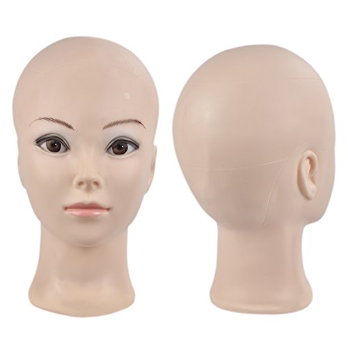 ERSIMAN Maquillaje Cabeza de entrenamiento calva Cosmetología Maniquí Cabeza de maniquí para pelucas Fabricación y exhibición con abrazadera libre