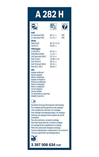 Escobilla limpiaparabrisas Bosch Rear A282H, Longitud: 280mm – 1 escobilla limpiaparabrisas para la ventana trasera