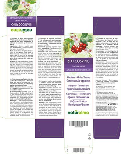 ESPINO BLANCO (Crataegus oxyacantha) hojas y flores Tintura Madre sin alcohol NATURALMA | Extracto líquido gotas 200 ml | Complemento alimenticio | Vegano