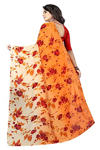 ETHNICMODE Indian Women's Georgette Fabrics Multi-Colored Printed Sari with Blouse Piece (Fabric) Kimaya 35