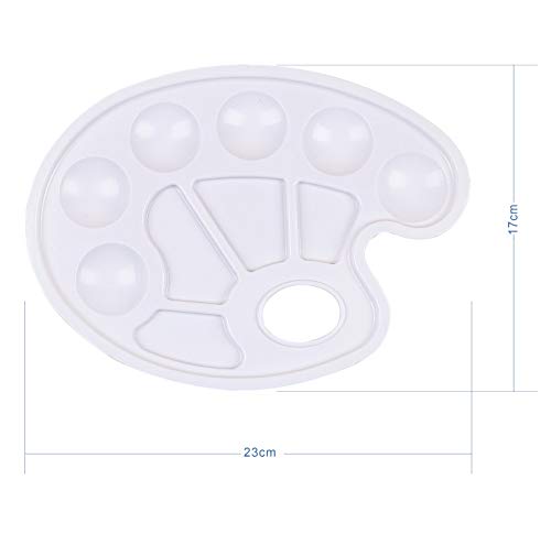 Exerz 12 Piezas De Paletas De Bandejas De Pintura con Orificio para El Pulgar, Pintura Al Óleo, Acrílico, Acuarela. Ovalada. Suministros Y Accesorios para Clubes De Arte, Escuelas, Clase, Galería.