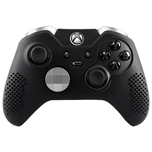 eXtremeRate Funda de Silicona Carcasa Suave Cubierta Protectora Antideslizante para Mando de Xbox One Elite con Dos Tapas de Joyticks Negro