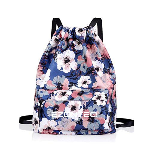 EZONTEQ Bolsa lona Bolsa casuale para PC Viaje Libros Acampada Estudiantes Escula Bolsa de cuerda Bolsas de gimnasia Mochila cuerda para Chico Chica Hombre Mujer - Flores, Pintura al óleo