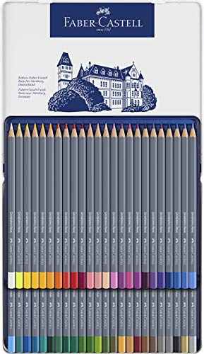 Faber-Castell 114648 - Estuche de metal con 48 ecolápices acuarelables hexagonales Goldfaber Aqua, colores surtidos