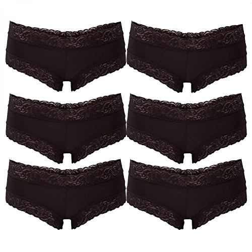 Fabio Farini Culotte Paquete de 6. Bragas con seductores Detalles de Encaje 6X Negro L-XL