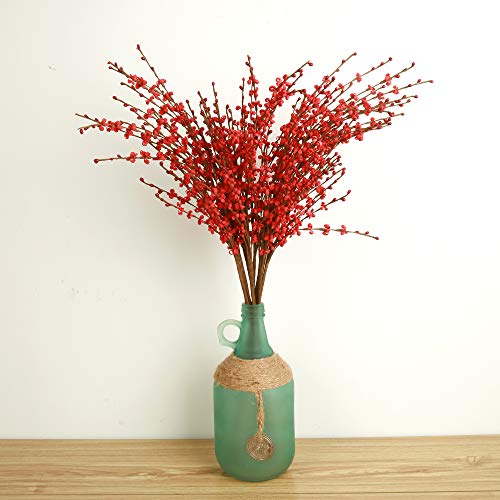 Famibay - Flores artificiales de jazmín de invierno de polietileno, para decoración del hogar, boda, fiesta, tienda, 20 unidades, PE, Rojo-01, Paquete de 20