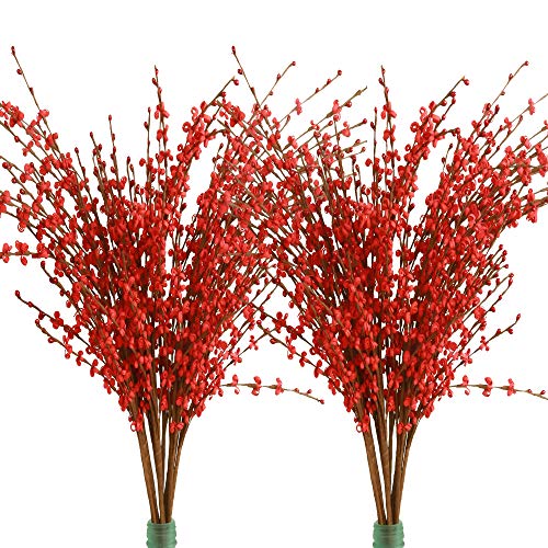 Famibay - Flores artificiales de jazmín de invierno de polietileno, para decoración del hogar, boda, fiesta, tienda, 20 unidades, PE, Rojo-01, Paquete de 20