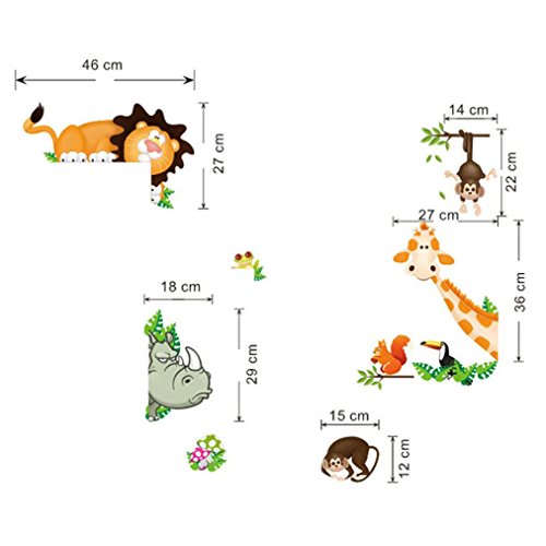 FAMILIZO Animal De La Selva del Bebé NiñOs De GuarderíA Infantil DecoracióN Mural De La Pared De La Etiqueta Engomada De La Decoración