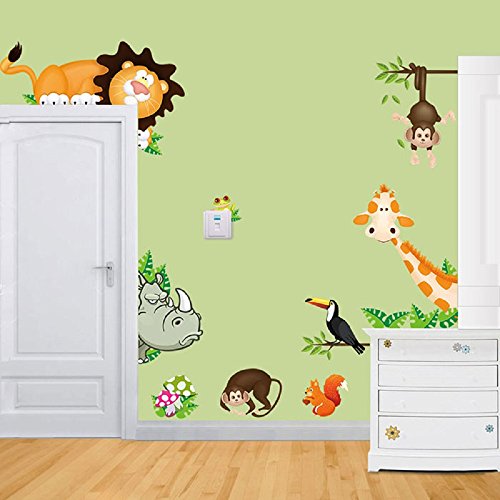 FAMILIZO Animal De La Selva del Bebé NiñOs De GuarderíA Infantil DecoracióN Mural De La Pared De La Etiqueta Engomada De La Decoración