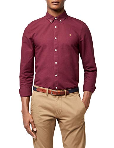 Farah Brewer Camisa de Oficina, Morado (Bordeaux 507), Large para Hombre