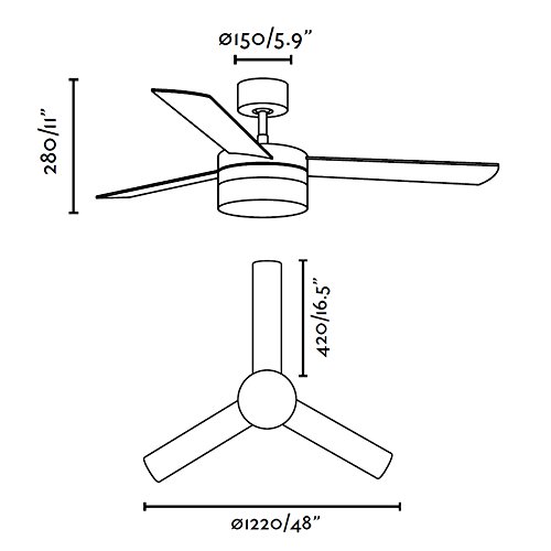 Faro Barcelona 33608 - PANAY Ventilador de techo con luz, 40W, cuerpo de acero, difusor de cristal opal, palas madera