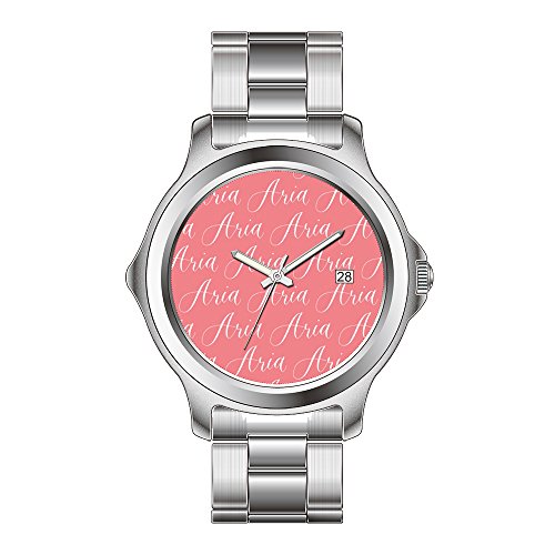 FDC – Navidad Regalo Relojes Mujer Fashion Fecha Acero Inoxidable Reloj de Pulsera de Cuarzo japonés Aria – Nombre de caligrafía Moderno diseño Reloj de Pulsera