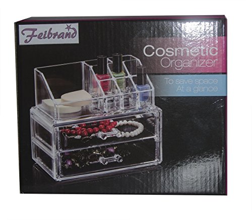 Feibrand Organizador Maquillaje Caja Cosméticos Transparente 2 Cajones